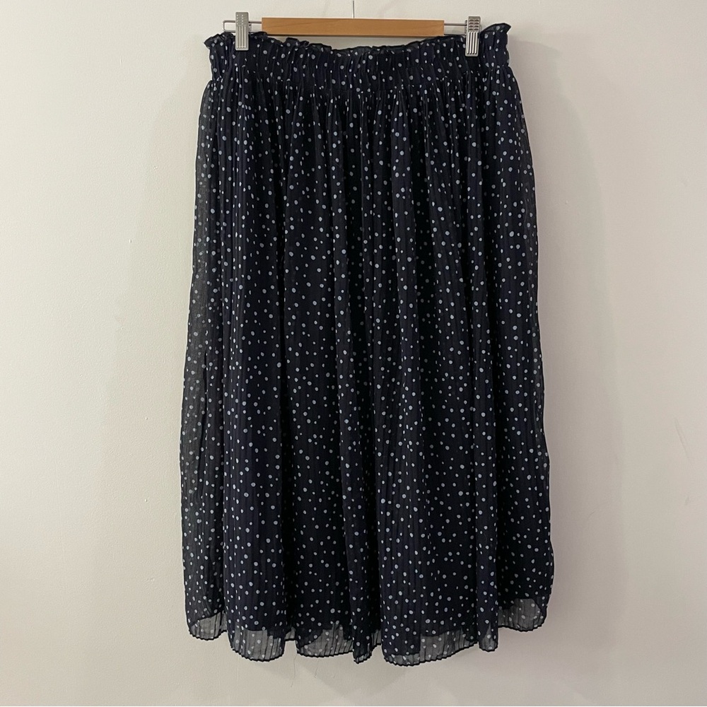 Ann Taylor Loft Polka Dot Navy & light blue Skirt Size L NWT